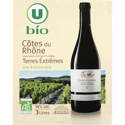 Terres extrêmes AOC côtes du rhône BIO, U BIO (BIB 3 L)