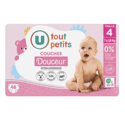 Couches douceur plus T4 / 7-18kg, U Tout Petits (x 46)
