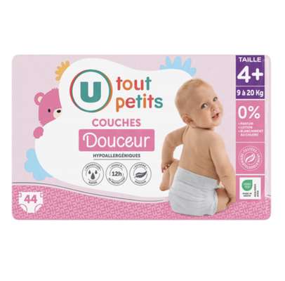 Couches douceur plus T4 / 9-20kg, U Tout Petits (x 44)