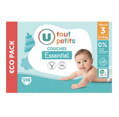 Couches essentiel T3 / 4-9kg, U Tout Petits (x 156)