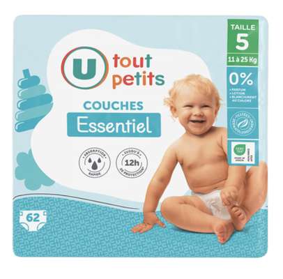 Couches essentiel T5 / 11-25kg, U Tout Petits (x 62)