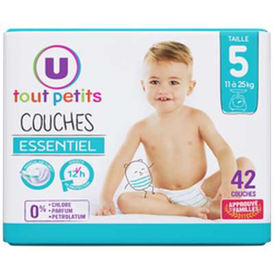 Couches essentiel T5 - 11/25kg, U Tout Petits (x 42)