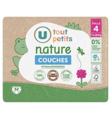 Couches nature T4 / 7-18kg, U Tout Petits (x 32)