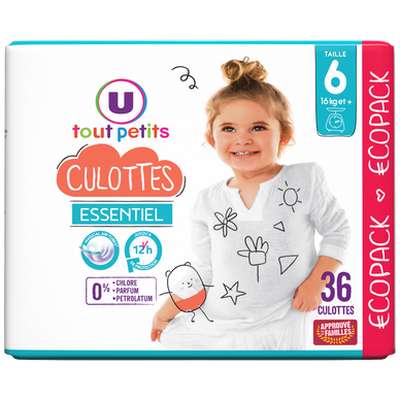 Culottes essentiel T6 - 16kg et +, U Tout Petits (x 36)