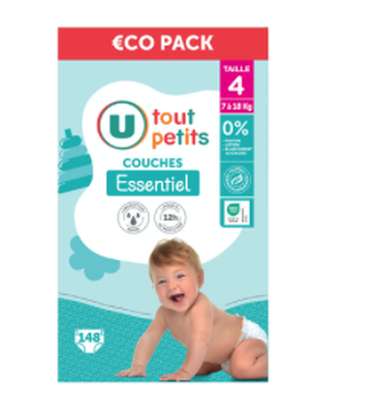 Couches essentiel T4 - 7/18 kg, U Tout Petits (x 148)