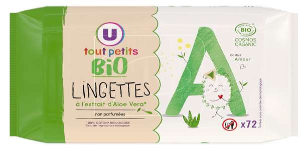 Lingettes bébé BIO, U Tout Petits (x 72)