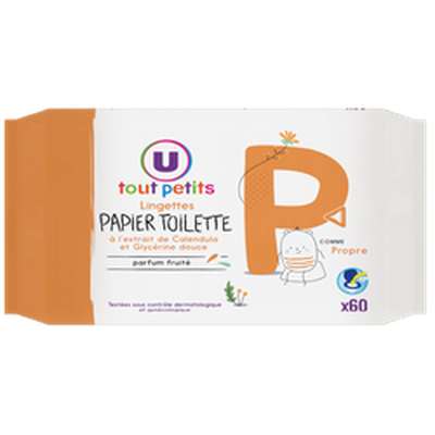 Lingettes papier toilette, U Tout Petits (x 60)