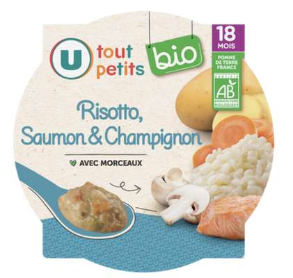 Assiette risotto saumon champignons - dès 18 mois BIO, U Tout Petits (260 g)