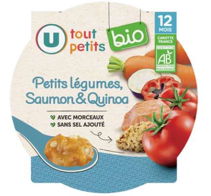 Assiette ratatouille, saumon, quinoa BIO - dès 12 mois, U Tout Petits (230 g)