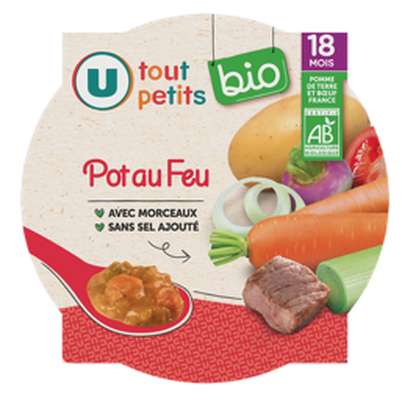 Assiette de pot au feu avec morceaux BIO - dès 18 mois, U Tout Petits (260 g)