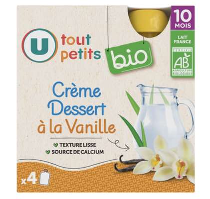 Gourdes Crème saveur vanille BIO - dès 10 mois, U Tout Petits (4 x 85 g)