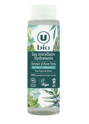 Eau micellaire hydratante à l'aloe vera, U Bio (400 ml)