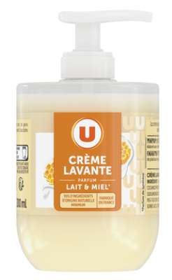 Crème lavante lait et miel, U Bio (300 ml)