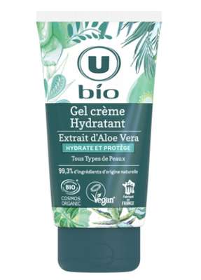 Gel crème visage hydratant à l'aloe vera, U bio (50 ml)