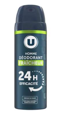 Déodorant homme fraîcheur 24h, U (200 ml)