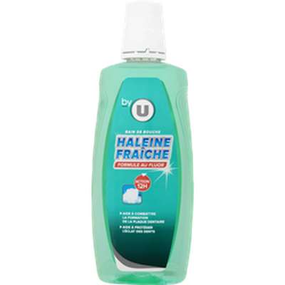 Bain de bouche haleine fraîche au fluor, By U (500 ml)