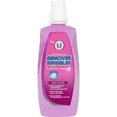 Bain de bouche gencives sensibles au fluor, By U (500 ml)