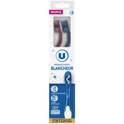 Brosse à dents blancheur souple, U (x 2)