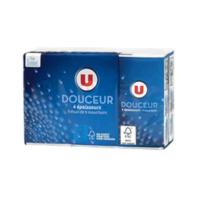 Etuis de mouchoirs blanc classique, U (x 6)
