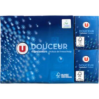 Etuis de mouchoirs 4 plis, U (x 24)