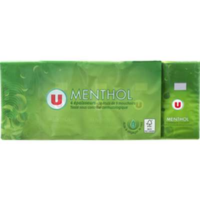 Mouchoirs de poche parfum menthol 4 plis, U (x 10 étuis de 9 mouchoirs)