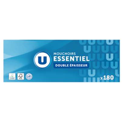 Boîte de mouchoirs double épaisseur maxi format, U (x 180)