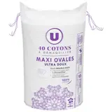 Disques cotons à démaquiller maxi ovales, U (x 40)