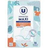 Serviettes hygiéniques maxi normal plus pliées, U (X16)
