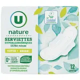 Serviette ultra mince super, U Nature (X12)