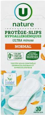Protège-slip hypoallergéniques ultra minces normal, U Nature (x 30)