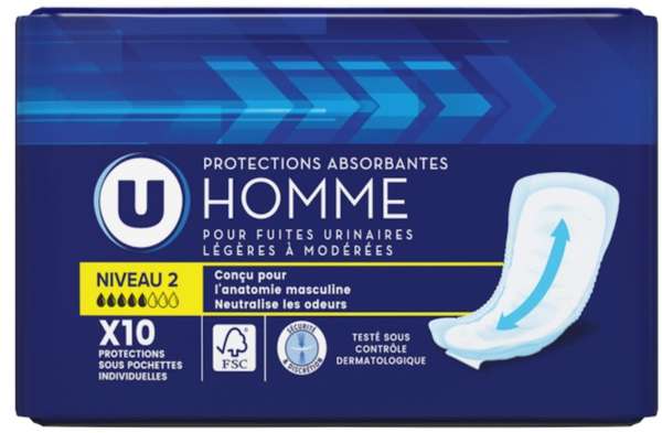 Protections absorbantes pour homme niveau 2, U (x 10)