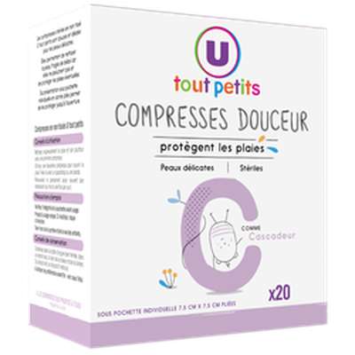 Compresses douceur bébé, U Tout Petits (15 cm x 30 cm) x 20