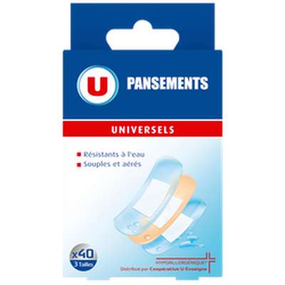 Pansements universels résistants à l'eau, U (40 pansements)