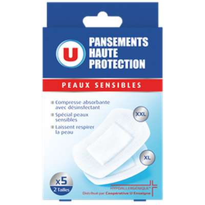 Pansements spécial peau sensible xl et xxl, U ( x 5)