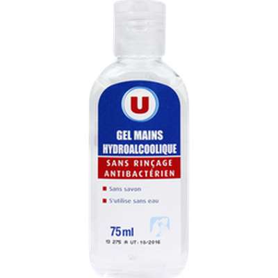 Gel nettoyant mains hydroalcoolique antibactérien, U (75 ml)