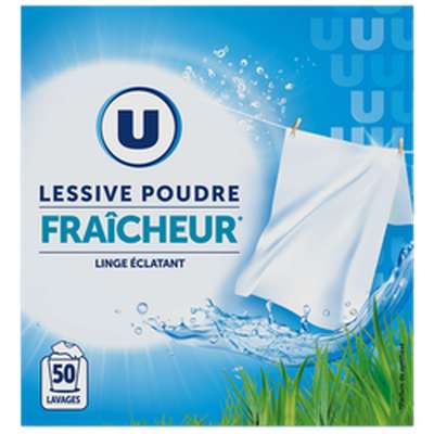 Lessive poudre parfum fraicheur, U (50 lavages = 2,5 kg)