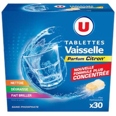 Tablettes lave-vaisselle standard citron, U (x 30)
