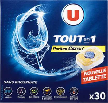 Tablettes lave-vaisselle tout-en-1 citron, U (x 30)
