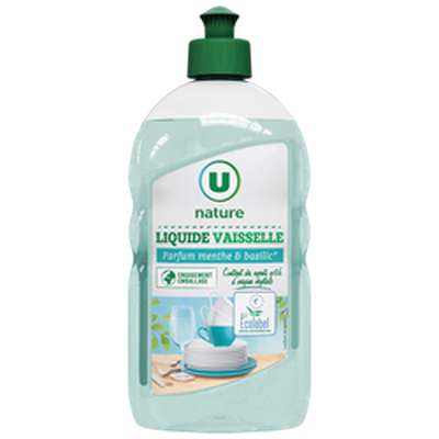 Liquide vaisselle parfum menthe et basilic, U Nature (500 ml)