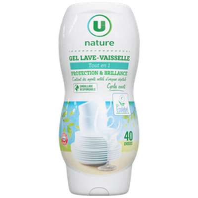 Gel lave-vaisselle tout en 1, U Nature ( 720 ml)