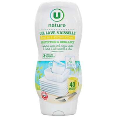 Gel lave-vaisselle tout en 1 parfum citron , U Nature (720 ml)