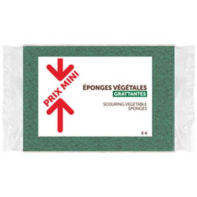 Eponges végétales grattantes verte, Prix Mini (x 4)