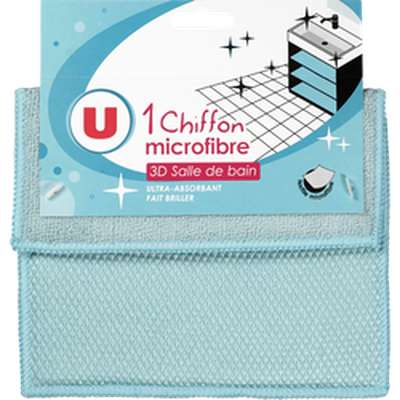 Chiffon en microfibre 3D pour salle de bain, U (x 1)