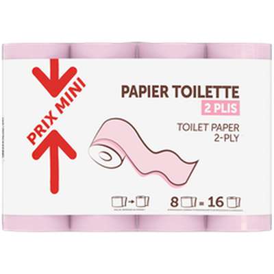 Papier toilette 2 plis rose, Prix Mini