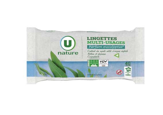 Lingettes multi-usages parfum eucalyptus, U Nature (x40, 196g)