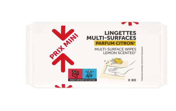 Lingettes multi-surfaces parfum citron, Prix Mini (x 80, 280 g)