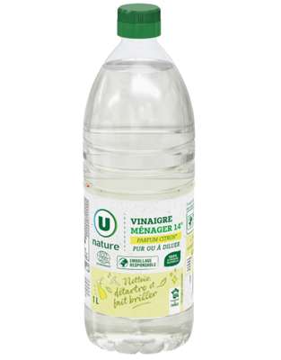 Vinaigre ménager parfum citron 14°, U Nature (1 L)
