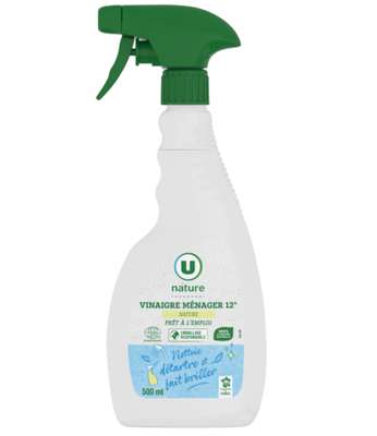 Vinaigre ménager 12° nature, U Nature (500 ml)