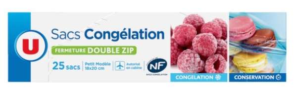 Sacs congélation fermeture double zip - petite taille, U (x 25)