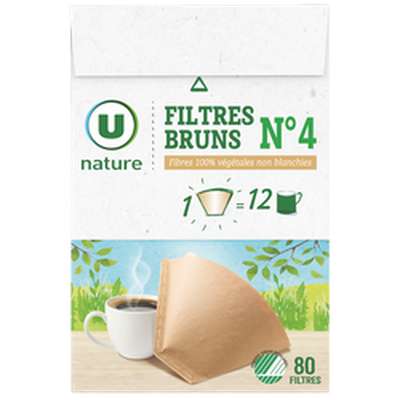 Filtres à café n°4, U NATURE (x 80)